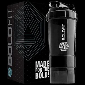 Boldfit Spider Gym Shaker With 2 Extra Compartments Black 500 Ml