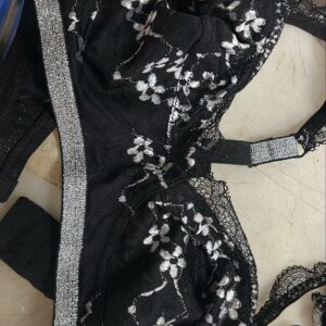Black Lace Bralette Elegant Floral Design Black Colour 30 Size