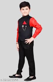 Black And Red Color 3 Piece Dress For Boys Kids Size 30