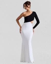 Black And White Color Bodycon Dress For Women Size 40