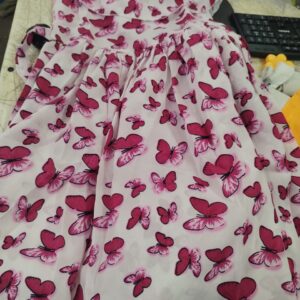 White Magenta Butterfly Printed Dress For Kids Girls Size 10 To 11Y