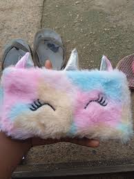 Unicorn Soft Plush Fur Fab1Ric Pencil Boxx Beauty Makeup