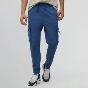 Wangwiro Mens Jogger Lycra Pant Loose Fit Blue Color Size 30