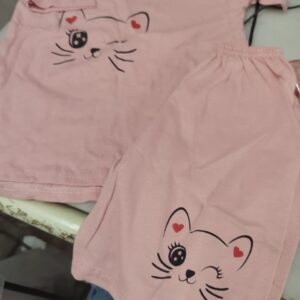 Light Pink Colour T Shirt Set For Kids Girls Size 2 To 3Y
