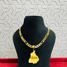 Babbar Jewellers Golden Color Punjabi Pendant Chain For Men