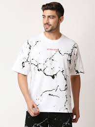 Aesthetic Nation White Colour Product Oversized Marble T Shirt Size S