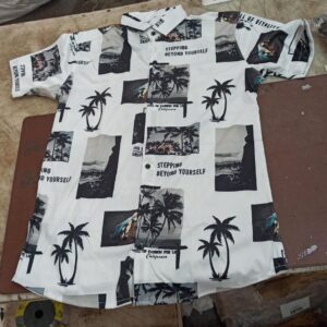 White Colour Printed Shirt For Men Size M