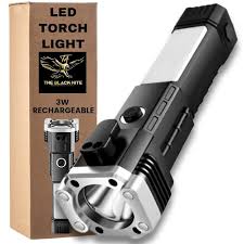The Black Kite Torch Lights Rechargeable With Sos Mode 7 Mode Led Cob