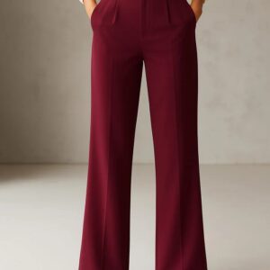 Burgundy Women Red Colour Cross Pocket Pants Size Xl