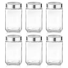 1000 Ml Rust Proof Clear Glass Storage Jars Set Of 5