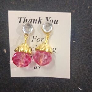Fashionable Crystal Beads Drop Earring Pink
