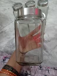 1Kg Glass Storage Jars Set Of 5 Airtight Steel Lid Kitchen Containers