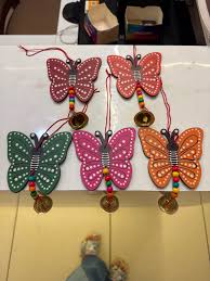 Sahibe Handmade Hand Painted Butterfly Hanging Garden Multi Coloured Pack Of 5