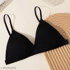 French Ice Silk Triangular Cup Bra Black Colour Size 30