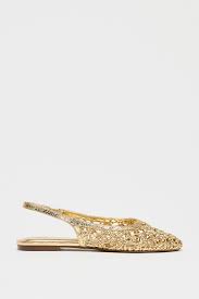 Zara Golden Metallic Braided Slingback For Women Size 38