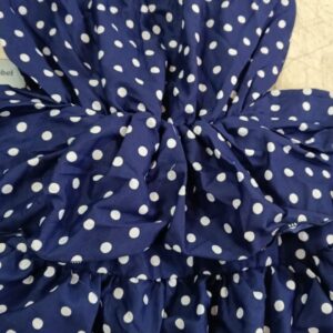 Navy Blue Dotted White Frock For Kids Girls For 6 Yr