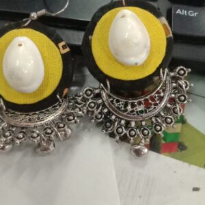 Yellow Oxidised Handmade Earrings For Women