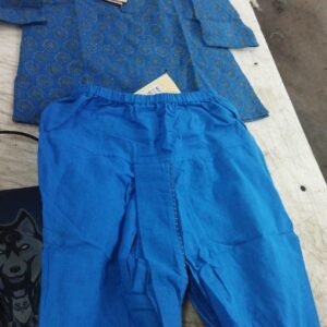 Fabindia Kids Boys Blue Color Printed Kurta With Dhoti Set Size 6 To 12 Month