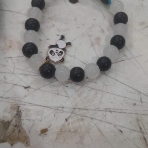 White Black Beads Bracelet For Girls