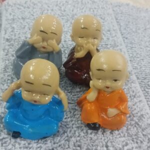 Monk Statue Figurines Showpiece Set Of 4 Cute Mini Buddha Idol