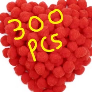 300 Pieces Red Color Felt Balls Pompom Ball Pom Pom For Diy Sewing Jewelry Color Red