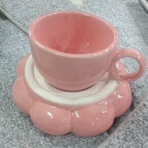 Kcestore Sunflower Bloom Ceramic Cup With Saucer Pink