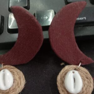 Half Moon Shaped Brown Handmade Earrings For Women