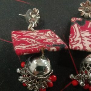 Red Handmade Jhumka Earrings For Women