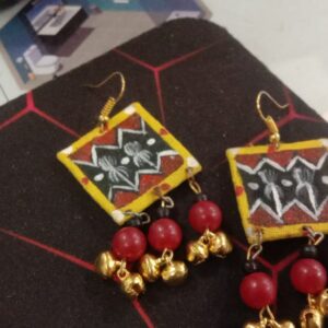 Yellow And Red Handmade Earrings For Women