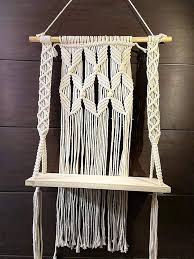 Decorative Wood Wall Hanging Cotton Macrame Hanging Tapestry Handmade Planter