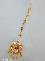 Brass Golden Maang Tikka Gold Plated