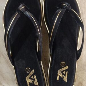 Women Thong Wedges Sandals Black Size 38