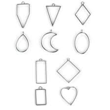10 Pieces Assorted Shapes Silver Hollow Open Bezel Charm Frames For Making Epoxy Uv Resin Pendants And Earrings