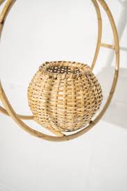 Round Cane Hanging Planter Holder For Home Size 18X18X9 Inches