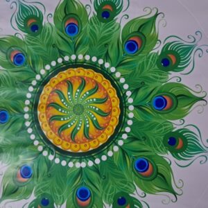 Decor Villa Diwali Floor Vinyl Pvc Rangoli Wall Floor Table Sticker Multicolour