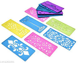 Chitrashala Half Flower Border Design Wooden Rangoli Stencil 17X5 Inches Rangoli Stencil