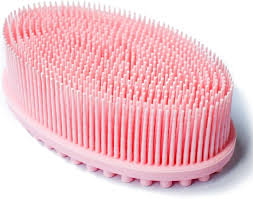 Silicone Body Scrubber Bath Brush Glowing Skin Pink Colour