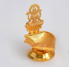 Aj Creations Ganeshji Metal Diya For Puja Gold