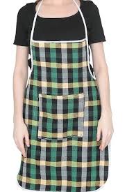Green Black Checked Apron For Kitchen 1Pc