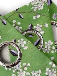 Door Curtain Green Colour Printed 7Ft Set Of 2