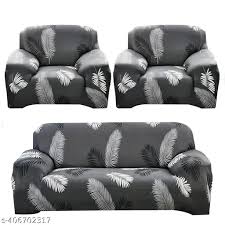 Elastic Stretchable Sofa Set 5 Seater 311 Elastic Stretchable Dark Green Color