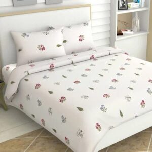 Haus Kinder Bedsheets 100 Percent Cotton Double Bed Sheet 186 Tc Pure Cotton Bed Sheet For Queen Size Bed With 2 Pillow Covers 100 X 90 Inches Garden Of Joy
