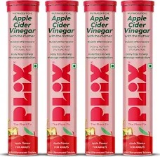 Plix Apple Cider Vinegar With The Mother Apple Flavour 15 Tablets Pack Of 4