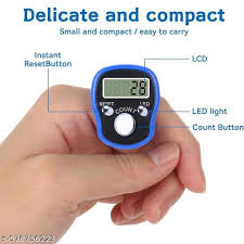 Digital Electronic Mini Finger Ring Head Hand Tally Japa Counter Counting Blue Color