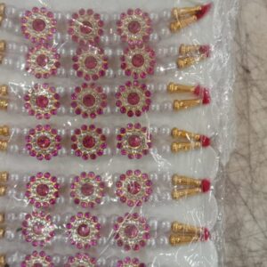 Double Threaded Pink And White Pearl Rakhi 12Pcs