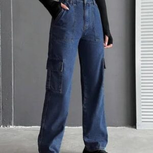 Denim Blue Cargo Jeans For Women Size 34