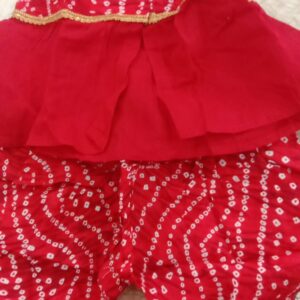Red Colour Gujarati Print Kurti And Pant For Kids Girls For 3 To 6 Month