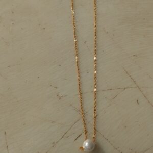 Gold Plated Chain White Moti Locket