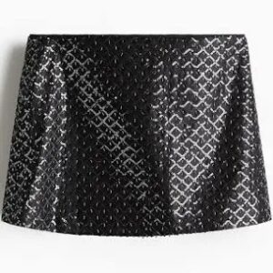 H And M Black Embellished Mini Skirt For Women Size 36