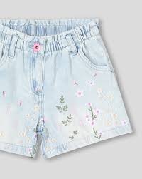 Girls Embroidered Denim Shorts Size 51Cm